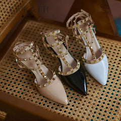 High Heel Pointed Rivet Sandals