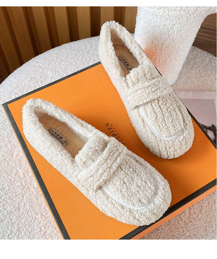 Cute Winter Warm & Soft Plush Fur Loafers Shoes