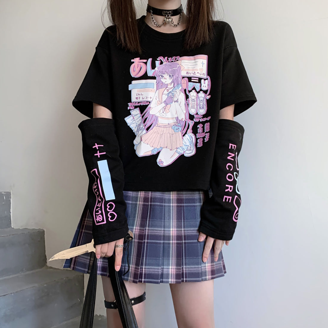 Anime Girl Hollow Out Sleeve Sweatshirt