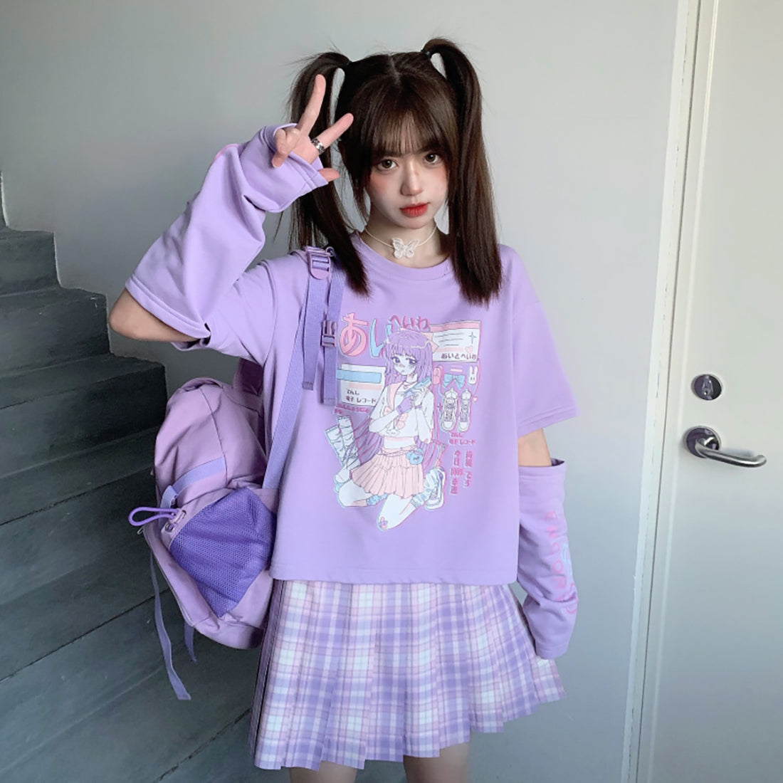 Anime Girl Hollow Out Sleeve Sweatshirt