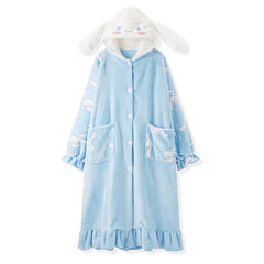 Kawaii Cartoon Cute Puppy Ears Plush Nightgown