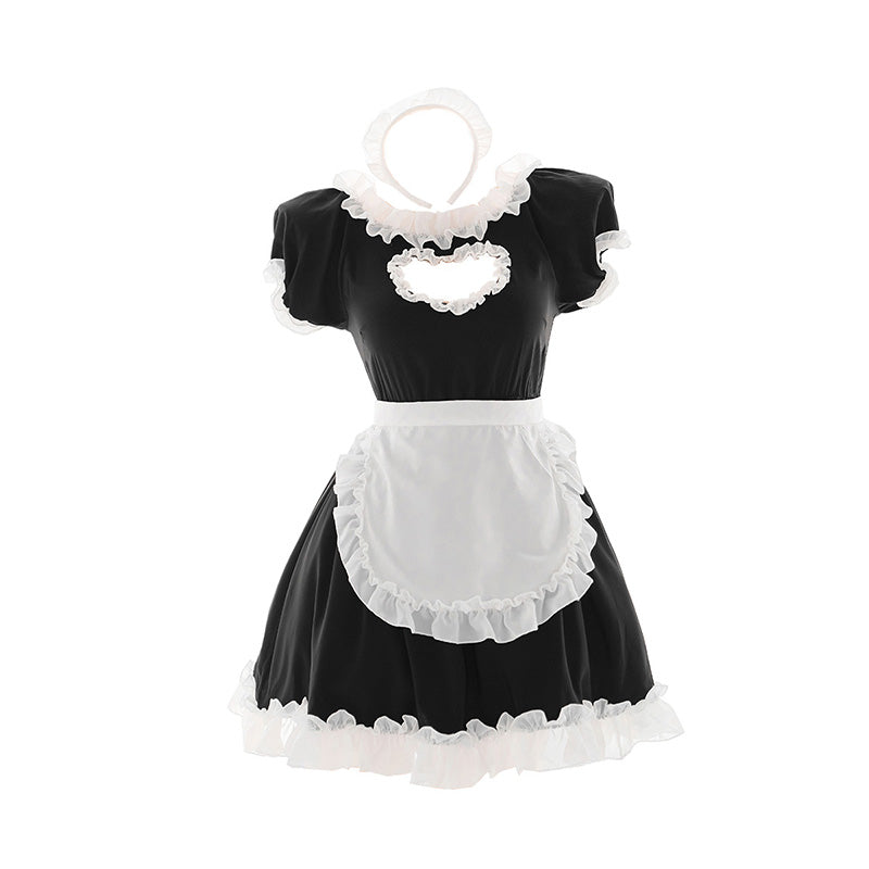 Lovely Love Hollow Out Maid Dress Outfit