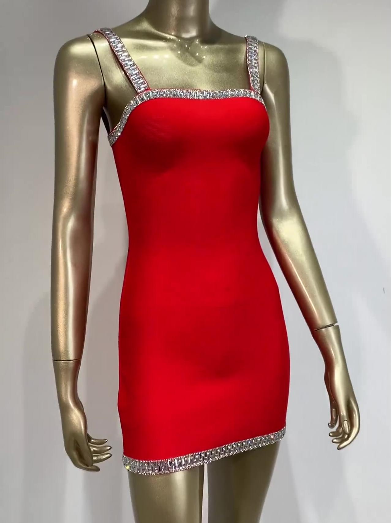 Strapless Rhinestone Bodycon Dress