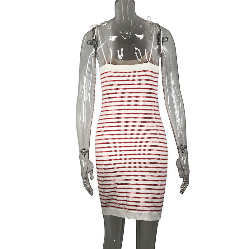 Shoelace Stripes Short Skirt