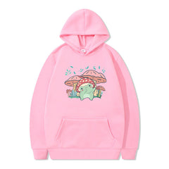 Cute Frog Sweater for Men Kawaii Mushroom Hoodie for Teens Couple's Clothes