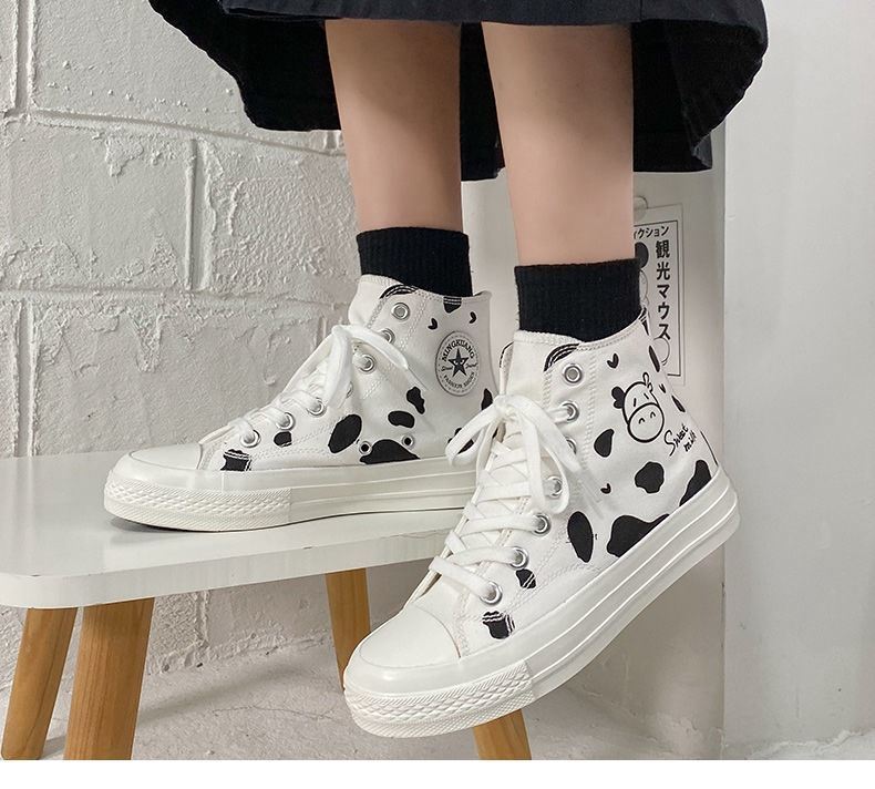 Cute Cow Print Canvas Shoes