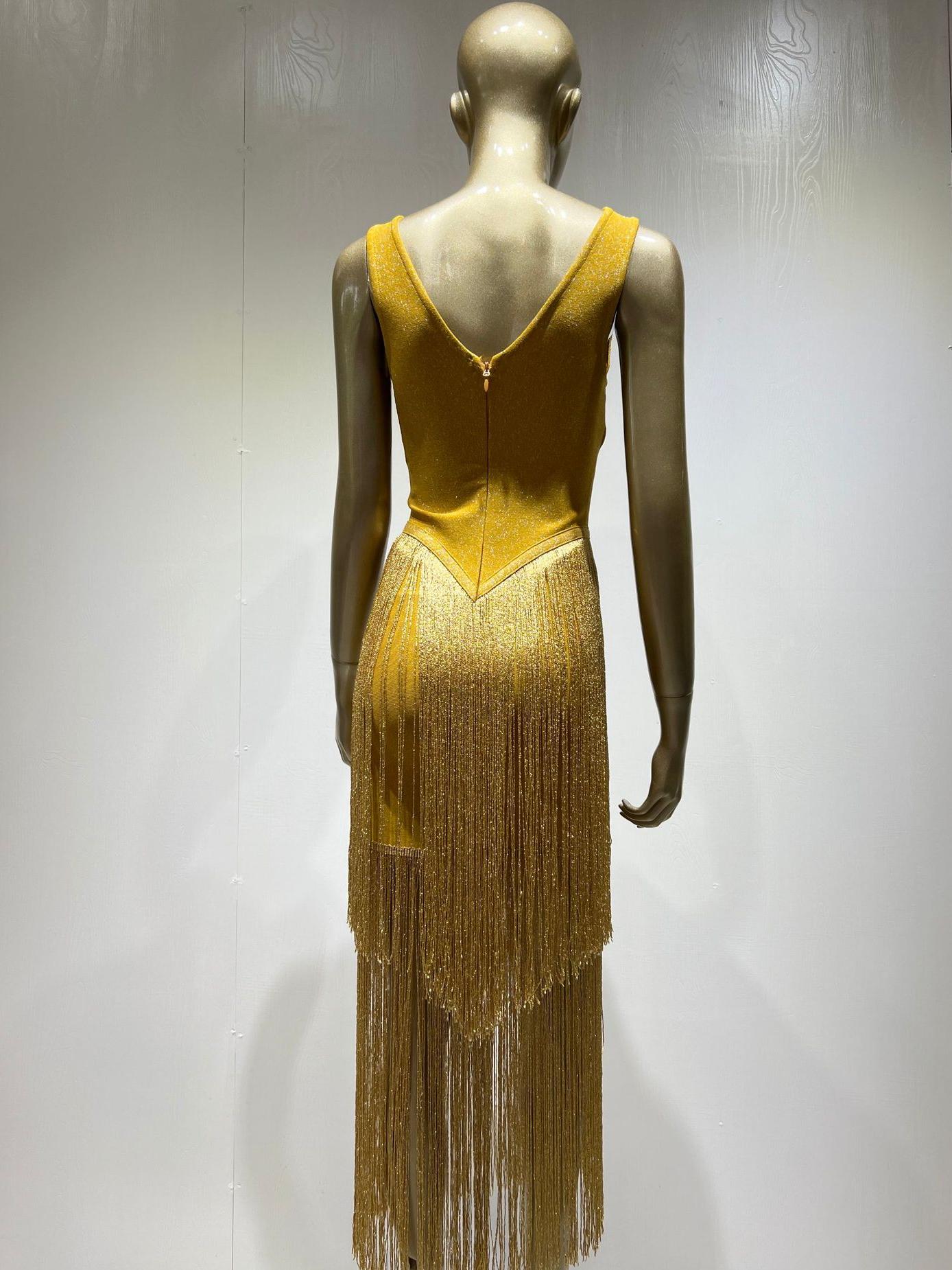 Deep V Tight Fringed Party Dress