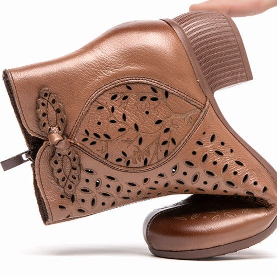 Handmade Leather Hollow Out Summer Sandals Boots