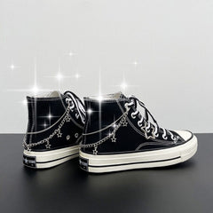 Mens Students Star Chain High Top Canvas Sneakers