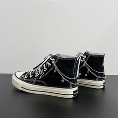 Mens Students Star Chain High Top Canvas Sneakers