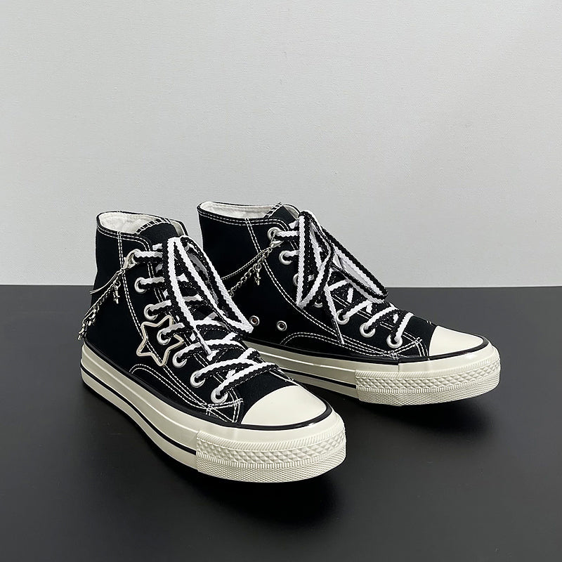 Mens Students Star Chain High Top Canvas Sneakers