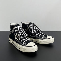 Mens Students Star Chain High Top Canvas Sneakers