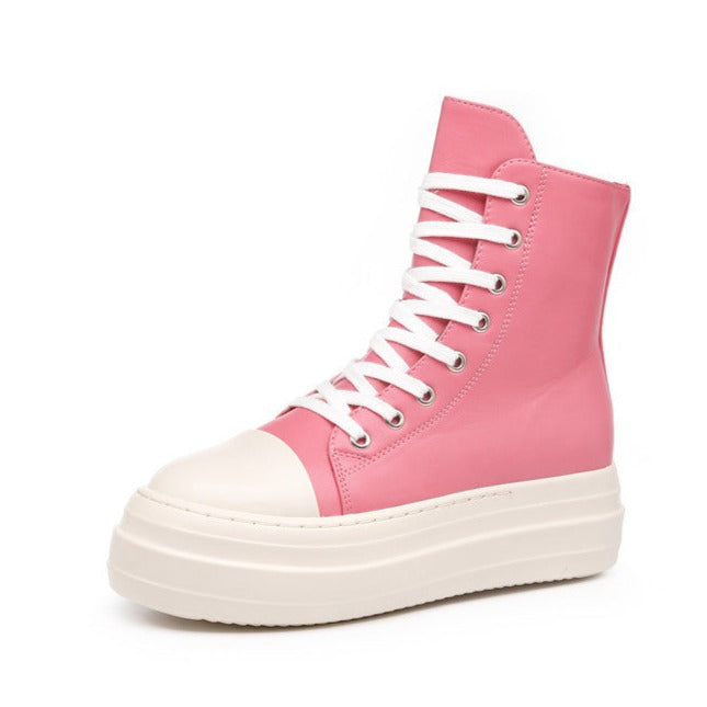 Platform Zip up High-top Canvas Boots