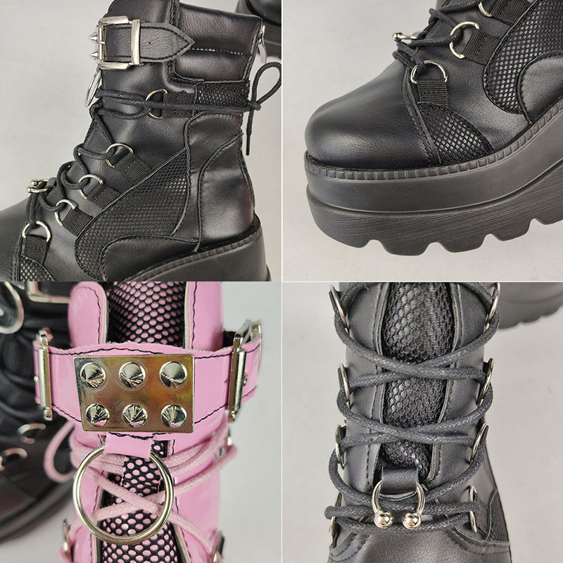 Punk-Plateaustiefel mit Schnürung