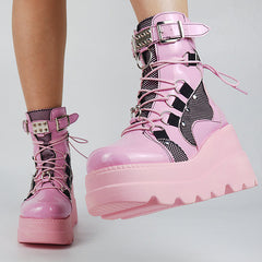 Punk-Plateaustiefel mit Schnürung