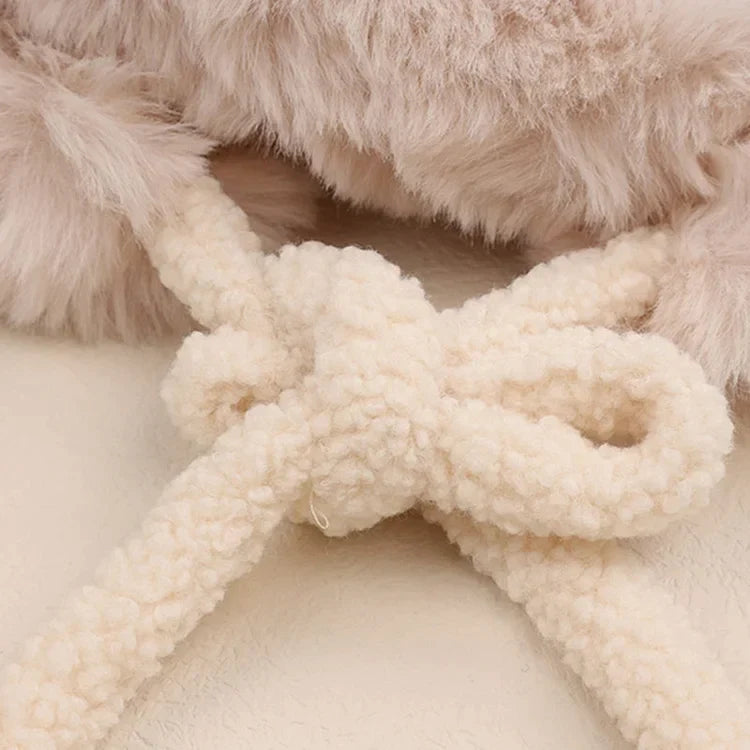 Winter Plush Knitted Beanie Hat Rabbit Ear Hats for Girls