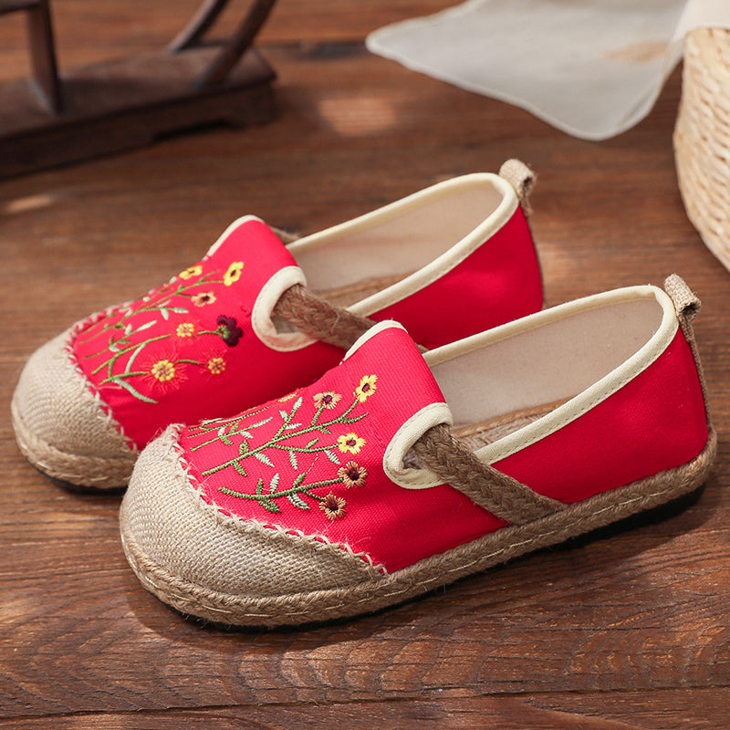 Embroidery Woven bohemian Style Loafer Flat Shoe