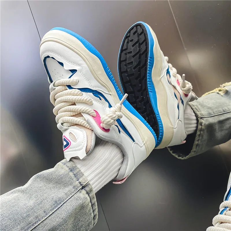 Neon Thick Lace Striped Color Sneakers