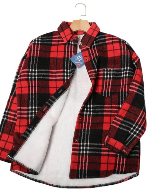 Jacket Long Sleeve Button Down Casual Plaid Flannel Shirts Boyfriend Fall Blouses
