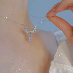 Angel Wings Moonstone Pendant Necklace