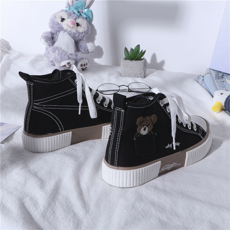 Cute Bear Canvas Sneakers High Top