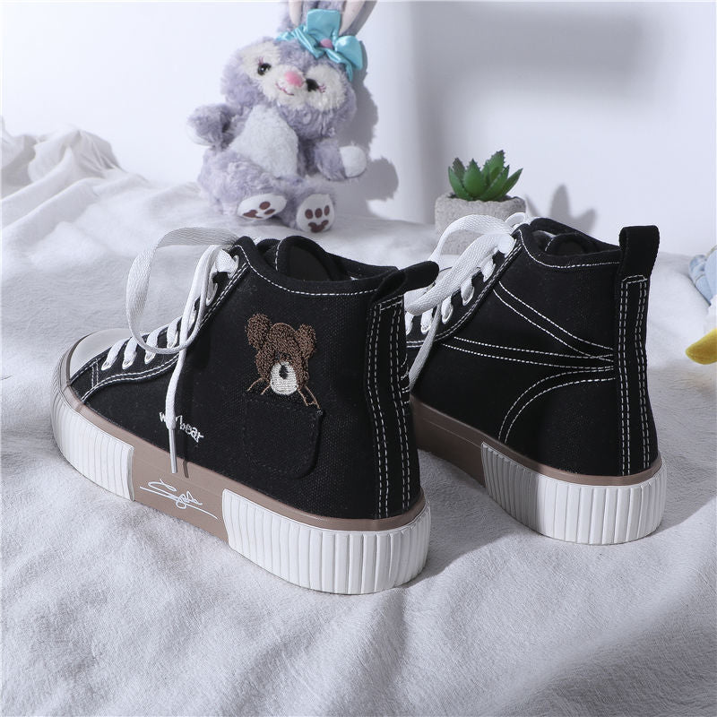 Cute Bear Canvas Sneakers High Top