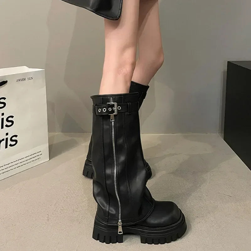 Knee-High Biker Boots