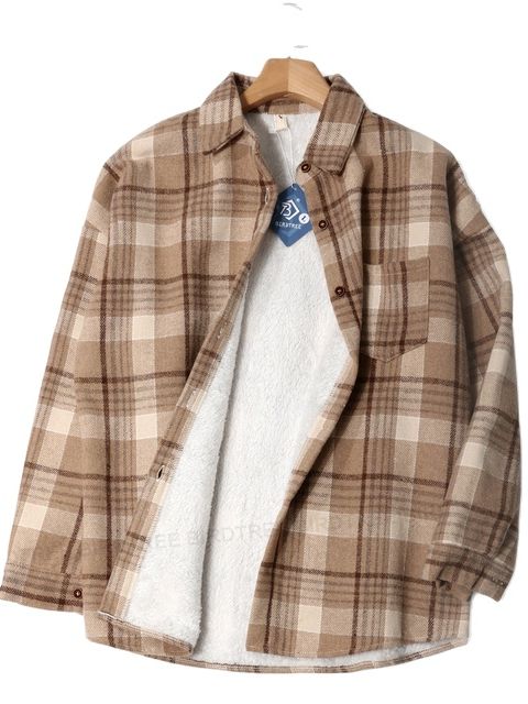 Jacket Long Sleeve Button Down Casual Plaid Flannel Shirts Boyfriend Fall Blouses