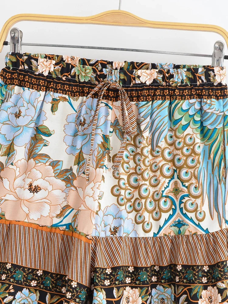 Cyra Boho High-Waist Shorts â€?Desert Feather