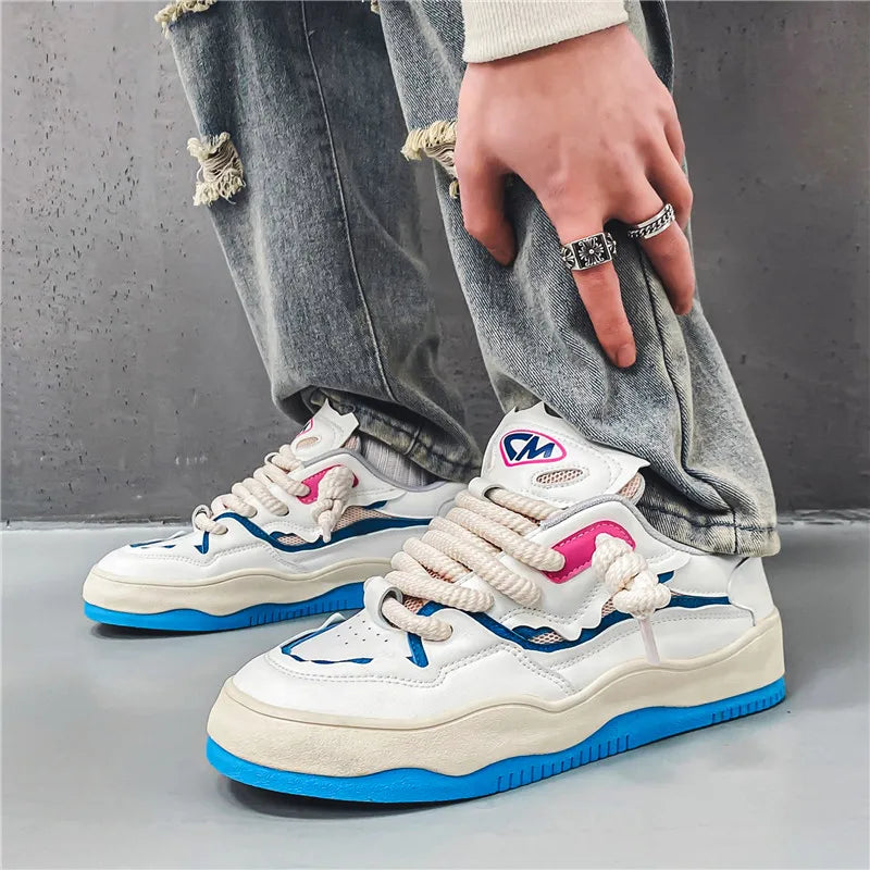 Neon Thick Lace Striped Color Sneakers