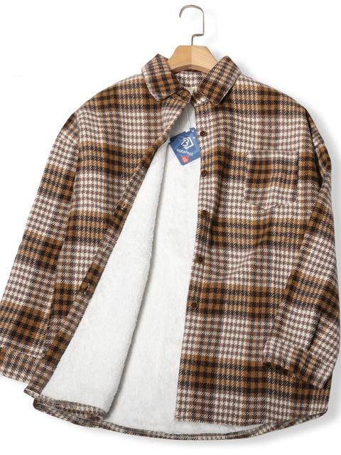 Jacket Long Sleeve Button Down Casual Plaid Flannel Shirts Boyfriend Fall Blouses