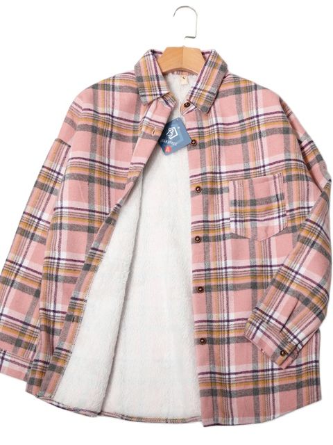 Jacket Long Sleeve Button Down Casual Plaid Flannel Shirts Boyfriend Fall Blouses