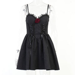 Gothic Steampunk Dress for Women's Lace Up Sleeveless Cami Dress