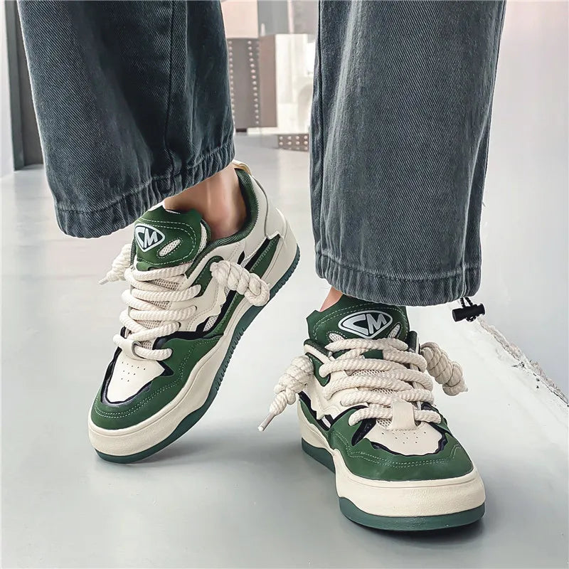 Neon Thick Lace Striped Color Sneakers