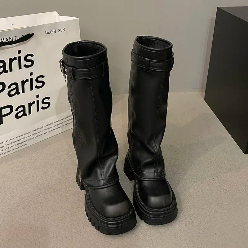 Knee-High Biker Boots