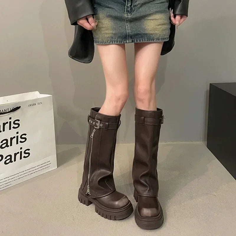 Knee-High Biker Boots