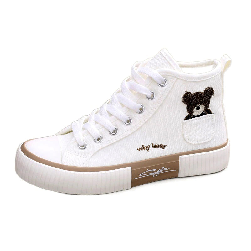 Cute Bear Canvas Sneakers High Top