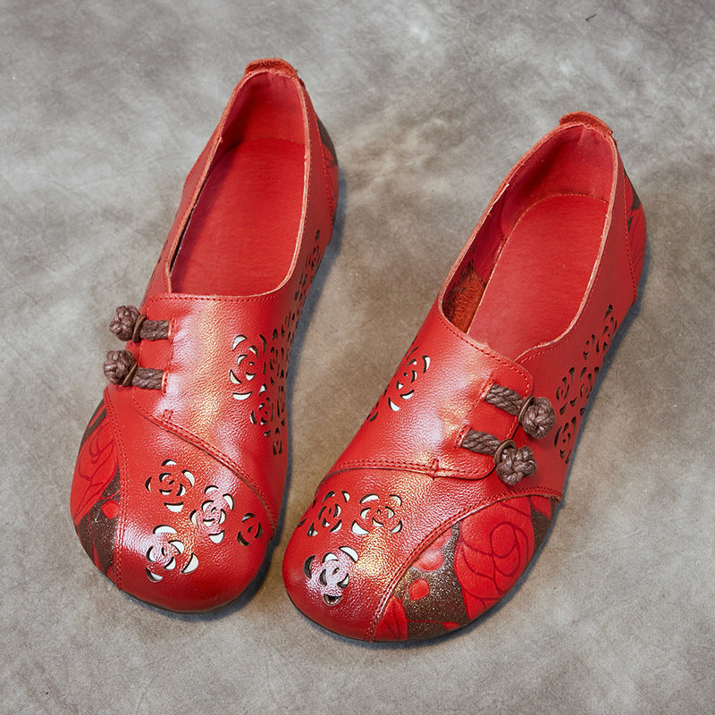 Retro Hollow Soft Leather Flat Shoes