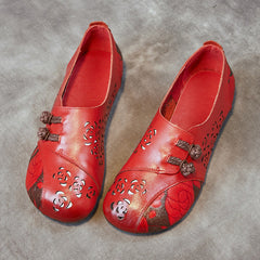 Retro Hollow Soft Leather Flat Shoes