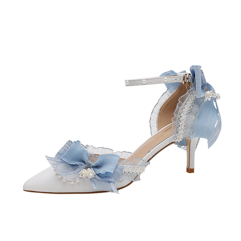 Lily of the valley Elegant Elf Fairy Princess Wedding High Heels - Blue