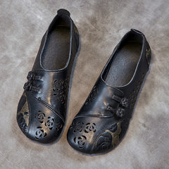 Retro Hollow Soft Leather Flat Shoes