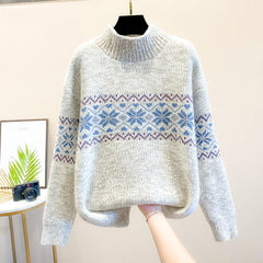 Christmas Snowflake  Half Turtleneck Sweater