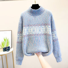 Christmas Snowflake  Half Turtleneck Sweater