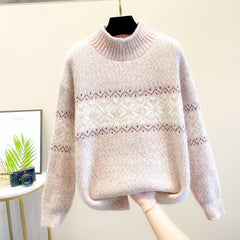 Christmas Snowflake  Half Turtleneck Sweater
