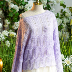Lazy Gentle Wool Gradient Round Neck Pullover Sweater
