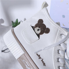 Cute Bear Canvas Sneakers High Top