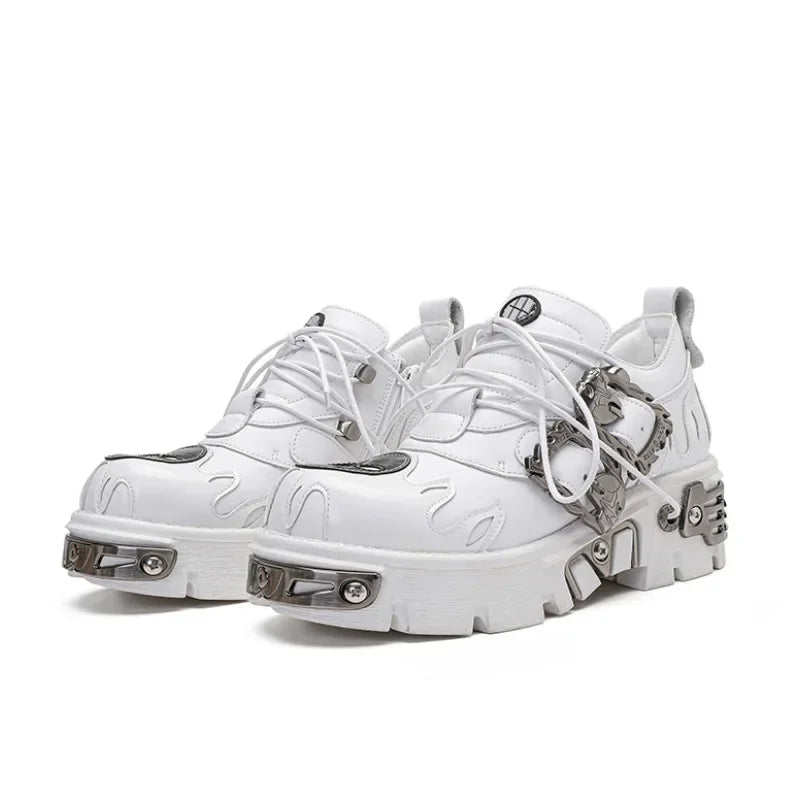 Metal Edge Lace-Up Platform Sneakers