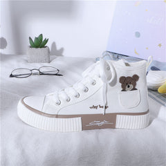 Cute Bear Canvas Sneakers High Top