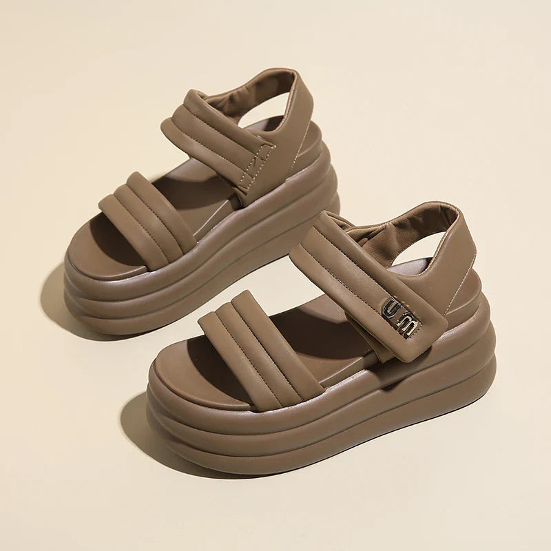 Elevate Leather Chunky Wedge Sandals