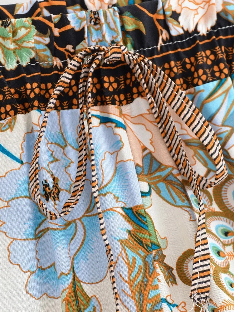 Cyra Boho High-Waist Shorts â€?Desert Feather